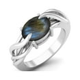 thumbnail image 2 of 925 Sterling Silver 9X7MM Oval Shape Labradorite Solitaire Women Valentines Day Gifts Ring, 2 of 4
