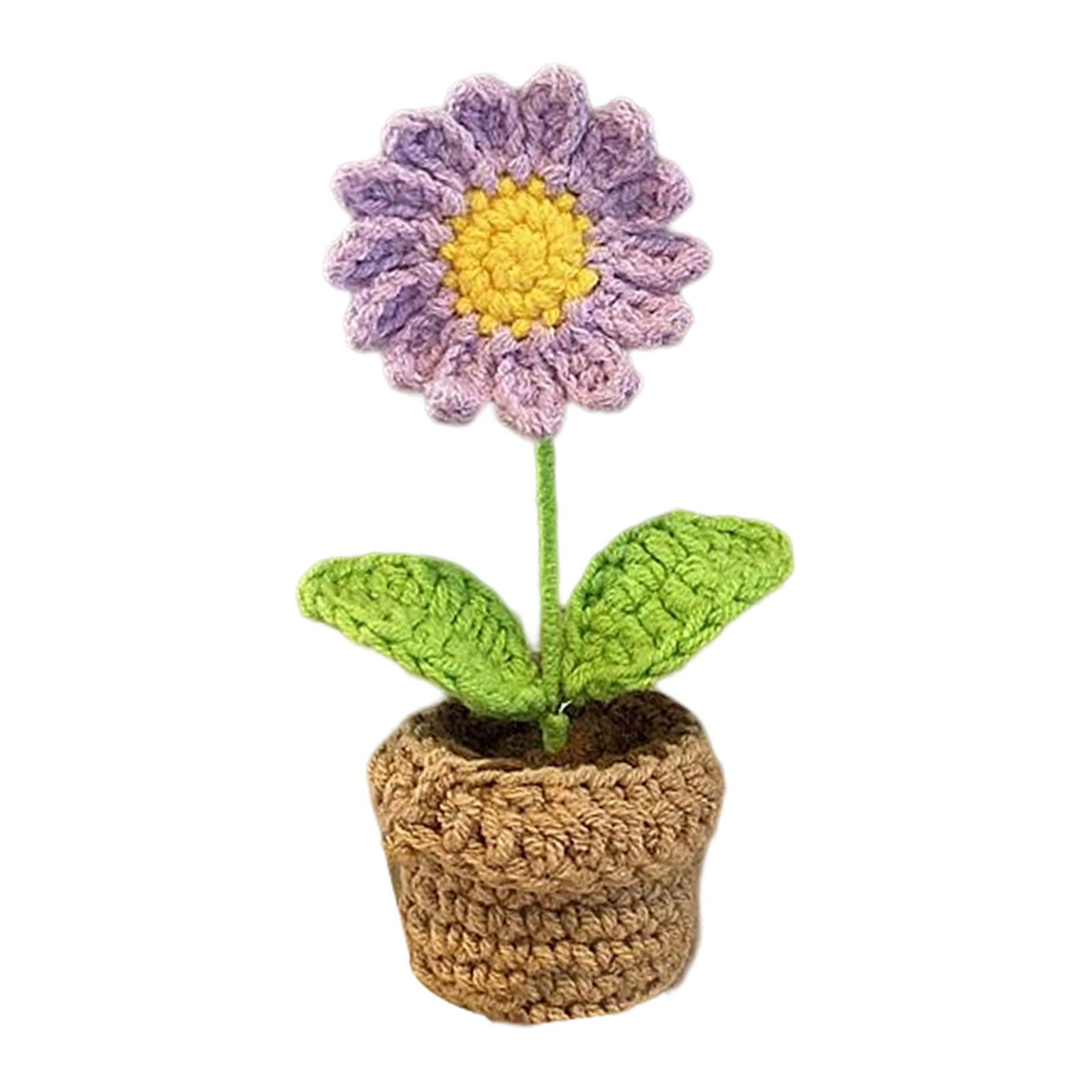  Emivery Crochet Flowers, 2pcs Handmade Knitted Daisy Sunflower  Pot Knitting Mini Artificial Flowers Bouquet with Flower Pot Set for Car  Dashboard Ornaments Indoor Outdoor Art Decor Gift : Home & Kitchen