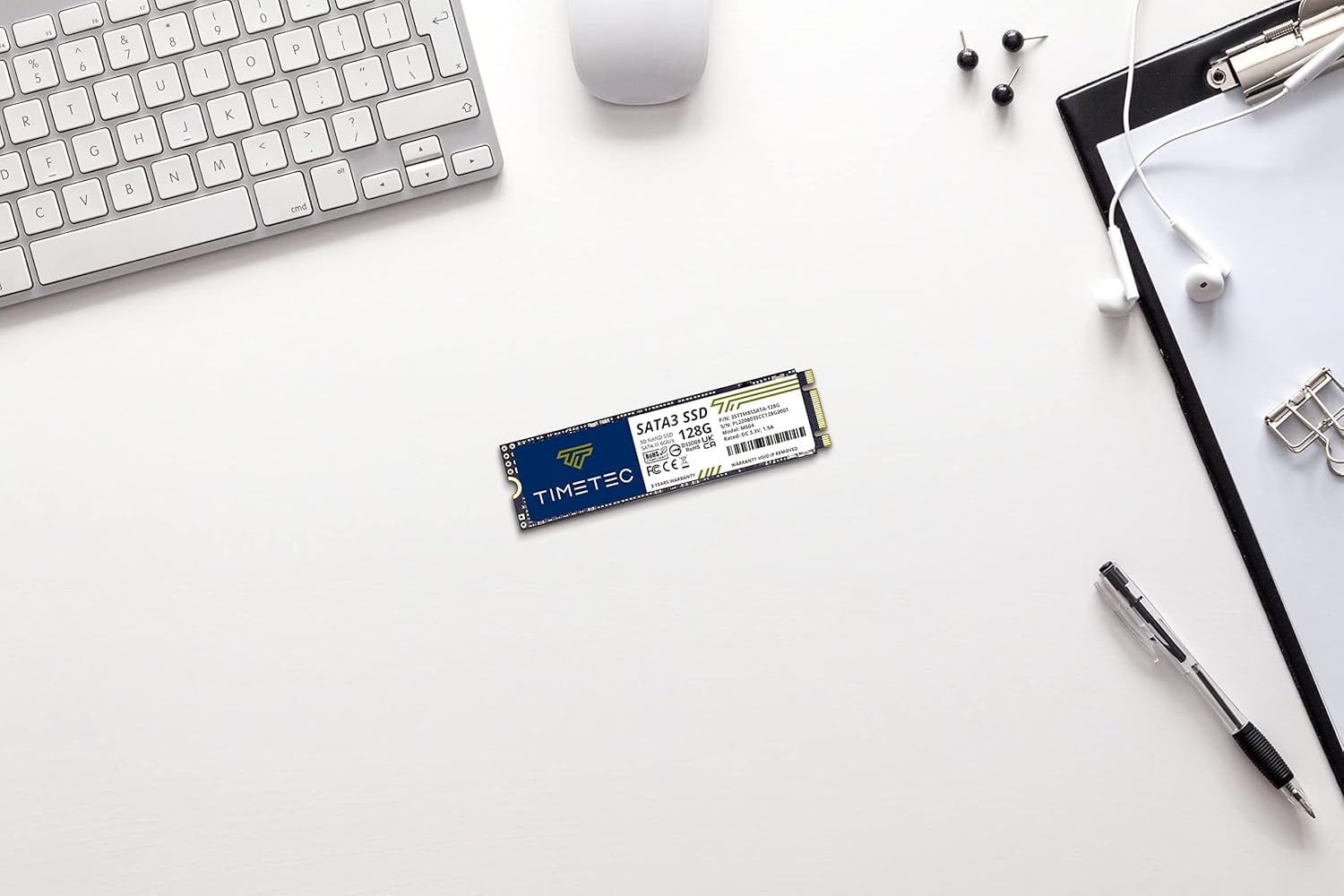 Timetec 128GB SSD 3D and TLC SATA III 6Gb/S M.2 2280 NGFF 64TBW Velocidad de Lectura de hasta 500MB/S SLC Caché Mejora el Rendimiento Unidad Interna de Estado Sólido para Computadora Portátil y de Escritorio (128GB)