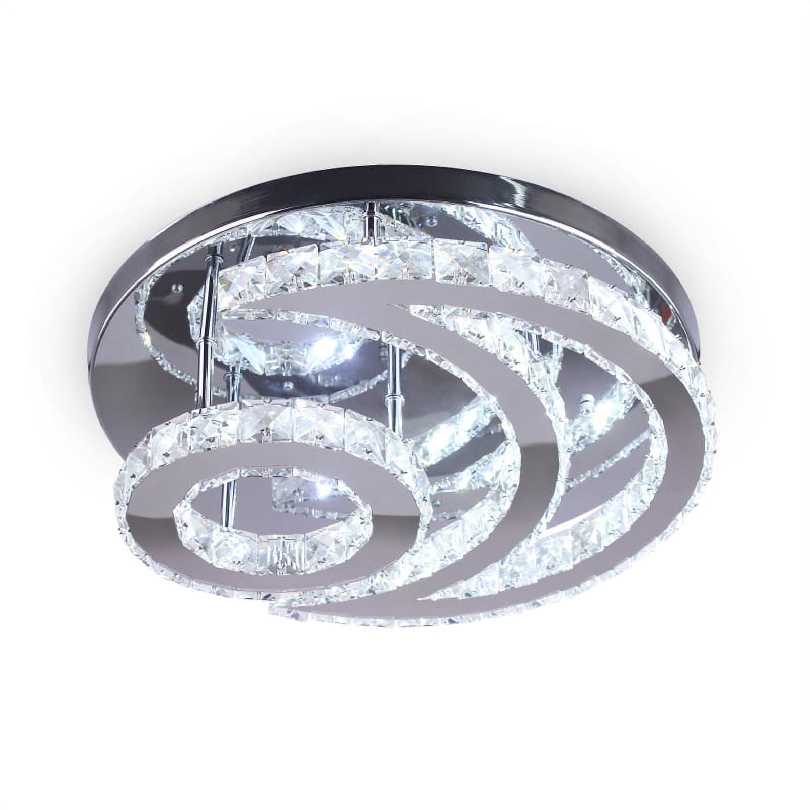 FRIXCHUR Modern Crystal Chandelier LED Moon Crystal Ceiling Light  Flush Mount Chandelies for Dining Room Bathroom Bedroom Living Room(Cool White)
