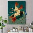 thumbnail image 4 of Antique Flying Crane Canvas Print, Japanese Green Bird Boho Art, Minimal Traditional Bedroom Wall Decor, 4 of 8