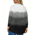thumbnail image 4 of Abcomgle Plus Size Womens Tops Clearance Womens Tops 4x Plus Size Crew Neck Long Sleeve Plus Top Gradient Print Dressy Casual Blouses Curved Hem Womens Clothing,2XL, 4 of 5
