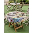 thumbnail image 3 of Happy Easter Outdoor Tablecloth - 60 Inch Round Dining Table Cover, Spring Grey Bunny Colorful Eggs Flower Brown Waterproof Outdoor Table Cloth with Umbrella Hole & Zipper for Picnic/Patio/Party, 3 of 7