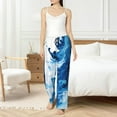 thumbnail image 4 of Disketp Blue White Fluid Art Women's Comfy Pajama Pants Casual Drawstring Palazzo Lounge Wide Leg Pants-Medium, 4 of 6