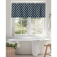 thumbnail image 4 of Moroccan Valances for Windows Navy Blue Geometric Farmhouse Abstract Modern Valance Rod Pocket Light Filtering Short Window Treatments Curtains for Kitchen Bathroom Living Room Bedroom, 42 x 12 Inch, 4 of 7