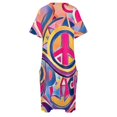 thumbnail image 4 of Vestido holgado con bolsillo para mujer ropa de arte Retro Hippie paz y amor, 4 of 6
