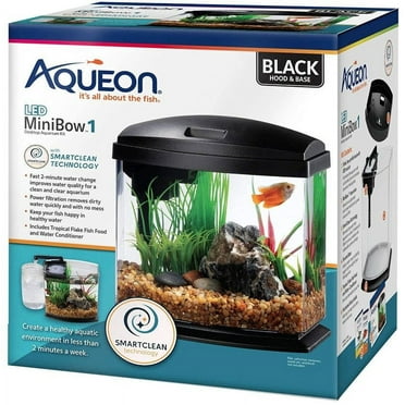 Aqueon [Aquarium, Glass & Acrylic Aquariums] Aqueon LED MiniBow 1 SmartClean Aquarium Kit Black