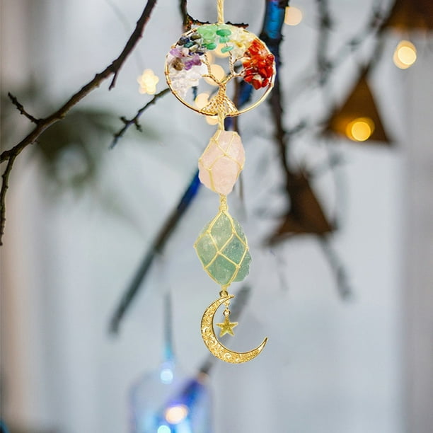 Tree Of Life Car Hanging Hand Knocked Natural Crystal Originals Hanging Pendant Hand Woven Car Ornaments Car