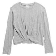 Nordstrom Kids' Twist Front Long Sleeve T-Shirt Grey Heather Size XL 14/16 NWT