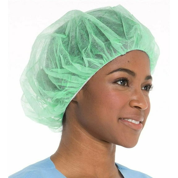 Green Disposable Bouffant (Hair Net) Caps, Spun-bounded Poly, Hair Head Cover Net 21 Inches by Careoutfit (1000)