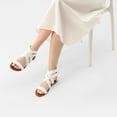 thumbnail image 4 of Womens Summer Stylish Low Wedge Sandals with Elastic Gladiator Ankle Straps, 4 of 5