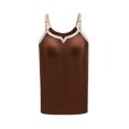 thumbnail image 2 of YanHong Nursing Tops Plus Size Spring Summer Nursing Tops for Breastfeeding on Built-in Bra Plus Size Comfortable Sleeveless Solid Color V-Neck Sling Tank Tops Camisoles Brown XXXL, 2 of 3