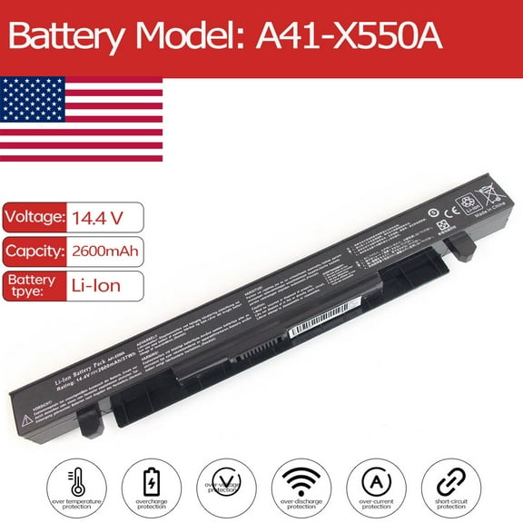 A41-X550A Laptop Battery for Asus X450VB A550X 550CC 550LB F750L R752M Y481E A450E 550CA X550B X550WA A550VQ A550JX X550IK E550LD K550IU K550JF F550Ca/CC A42X550A Pro550CC A41X550A 41-X550A 450VBPro