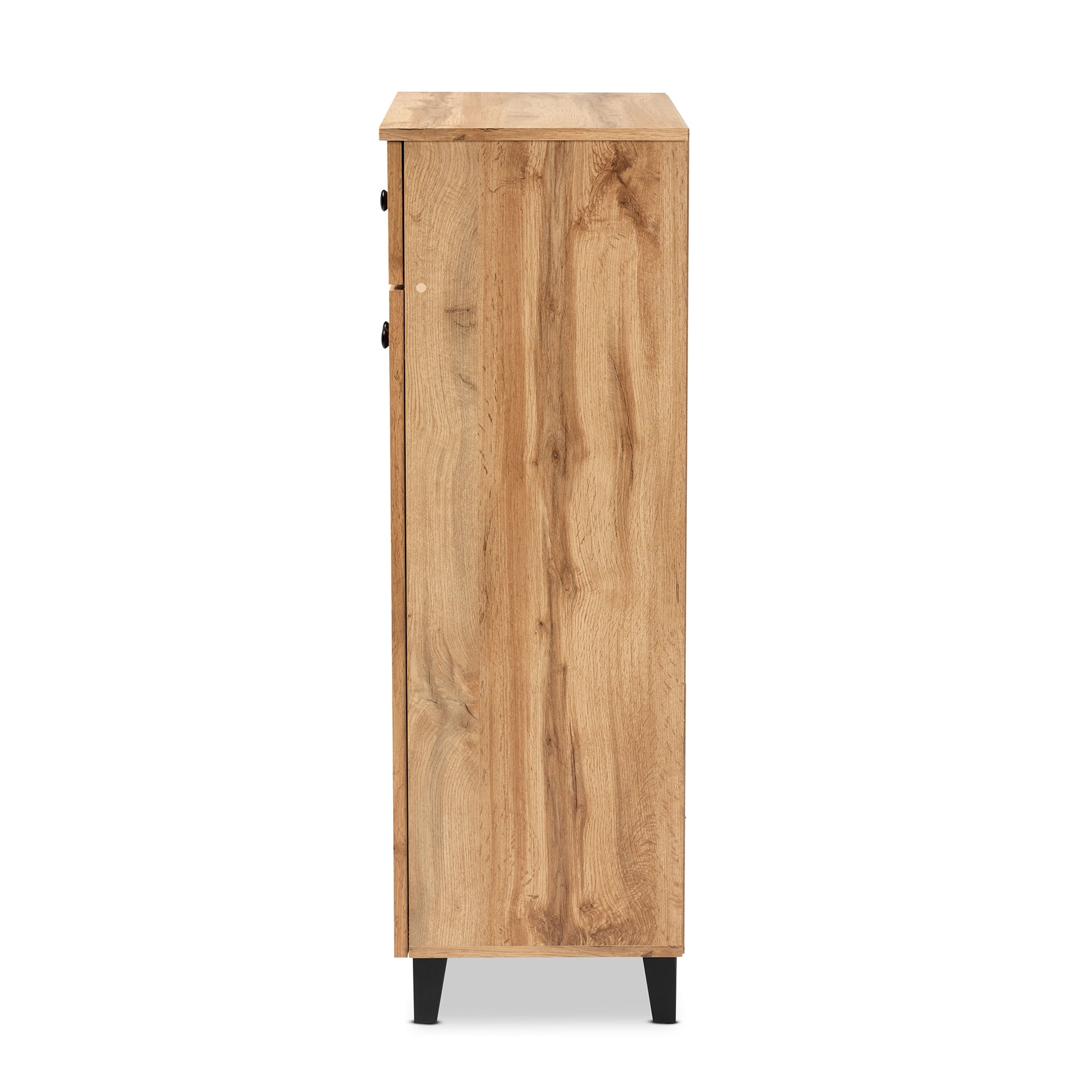 Baxton Studio Glidden Modern and Contemporary Oak Brown Finished Wood 1-Drawer Shoe Storage Cabinet