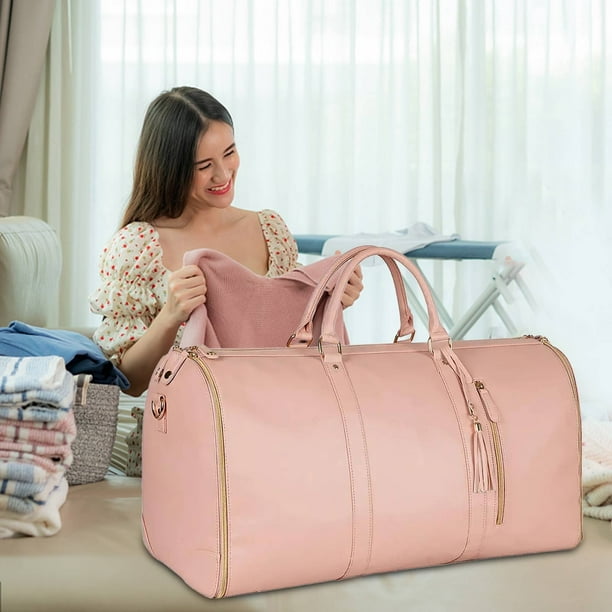 Baúles de almacenamiento, bolsa para ropa, bolso grande de cuero para mujer, bolsas para ropa de viaje con bolsa para zapatos, maleta colgante 2 en 1, bolsas de viaje para trajes, regalos para mujer,
