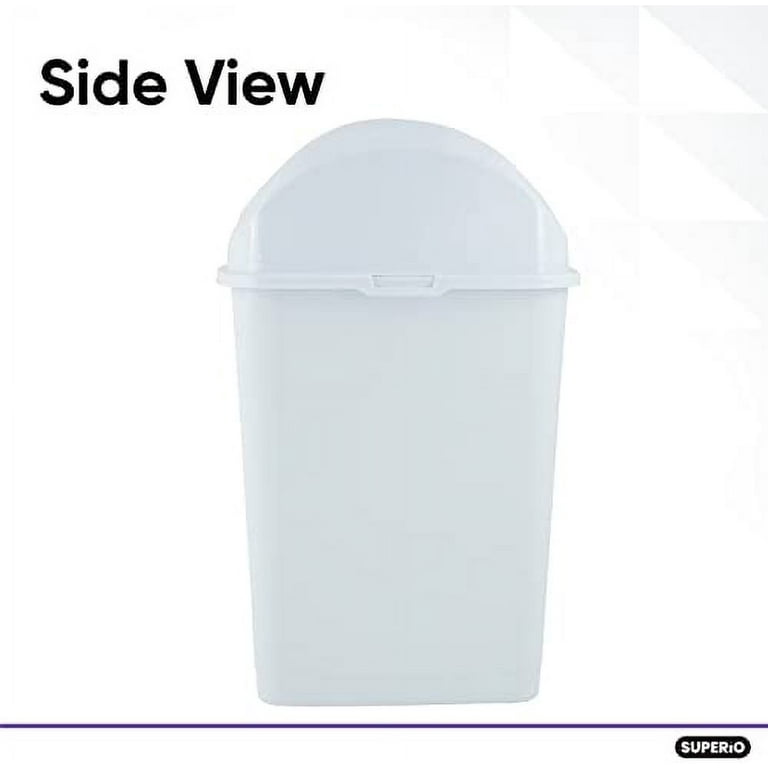 Superio Medium Trash Can with Lid 4.5 Gallon Plastic Swing Top Garbage Can  Slim Waste Bin for Under Sink/Cabinet, Laundry Room, Kitchen, Office