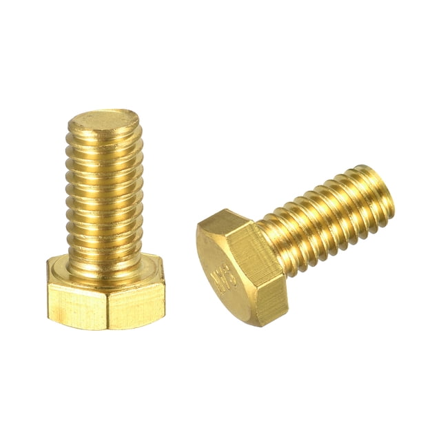 Unique Bargains Brass Hex Bolts, 3/8-16x3/4' 2 Pack Fully Thread Grade 4.8 Machine Screws