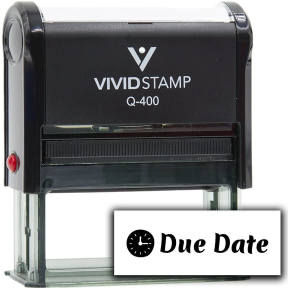Vivid Stamp Due Date Self-Inking Rubber Stamps Teachers And Schools | Motivational Stamps For Children | Re-inkable Ink Pad (Black Ink) - Q-400