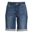 thumbnail image 4 of Time and Tru Women's Mid Rise Rolled Cuff Denim Bermuda Short, 4 of 5
