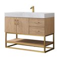 thumbnail image 2 of Vinnova Alistair 42" White Grain Stone Top Vanity in Oak w/o Mirror, 2 of 16