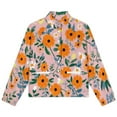 thumbnail image 4 of Jackets for Women Winter Coat Jackets Flannel Stand Collar Jacket(Pink Background Orange Floral Pattern,Size:S-4XL), 4 of 7