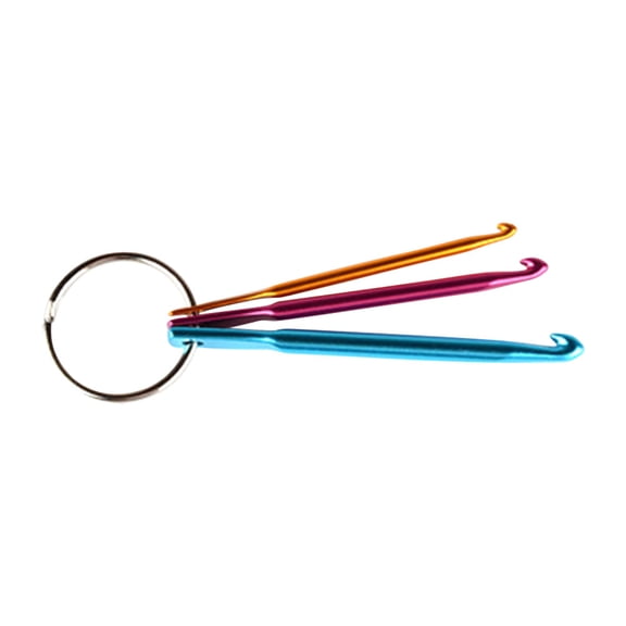 NICERIO 3Pcs Aluminum Knitting Needles Crochet Hook Set with Keychain for Sewing