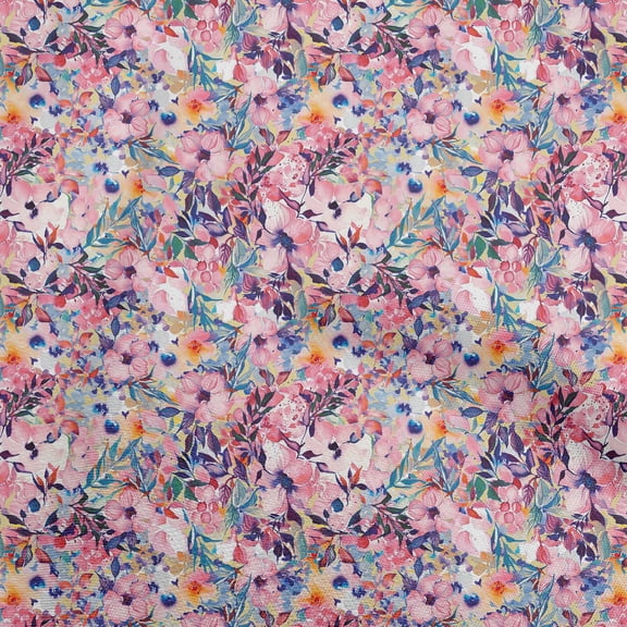oneOone Polyester Spandex Medium Blue Fabric Florals Sewing Craft Projects Fabric Prints By Yard 56 Inch Wide