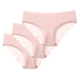 thumbnail image 3 of HVOBTTY Women's Comfortable Basic Brief 3 Pack Solid Color Ice Silk Low Waist Yoga Panties Daily Wear Pink, M, 3 of 5