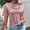Pink, variant on ZZwxWA Women's Metallic Shiny Tops Round Neck Short Sleeve Party Disco Tee Shirt Top Loose Summer Casual Womens Tops Tshirts