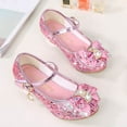 thumbnail image 2 of Zapatos de baile para niñas con tacón bajo y lentejuelas, con lazo (rosa, talla 27), 2 of 7