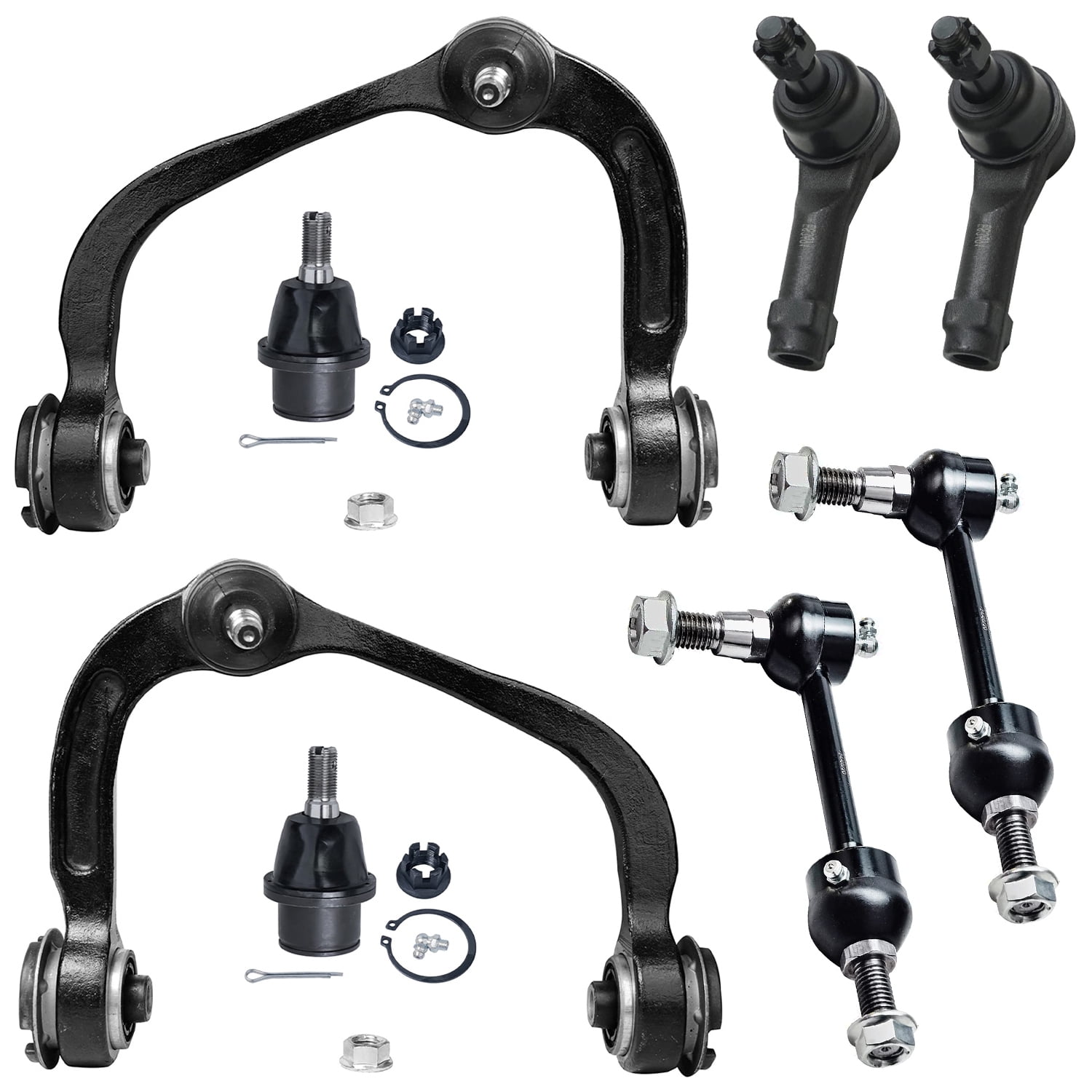 Detroit Axle 8PC Front Upper Control Arms, Lower Ball Joints, Sway B 