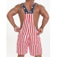 thumbnail image 3 of 250th Anniversary American Flag Overalls Denim Bib Jumpsuit Shorts Jean Romper for Men(Red White Blue,XL), 3 of 10