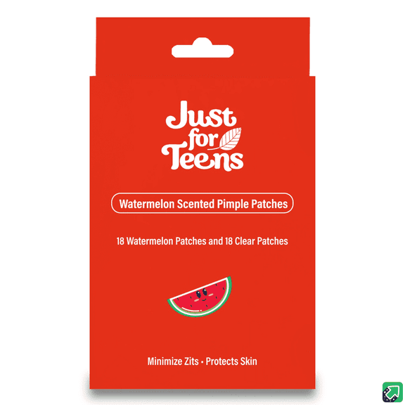 Just for Teens Hydrocolloid Pimple Patches for All Skin Types, 18 Clear & 18 Watermelon Scent