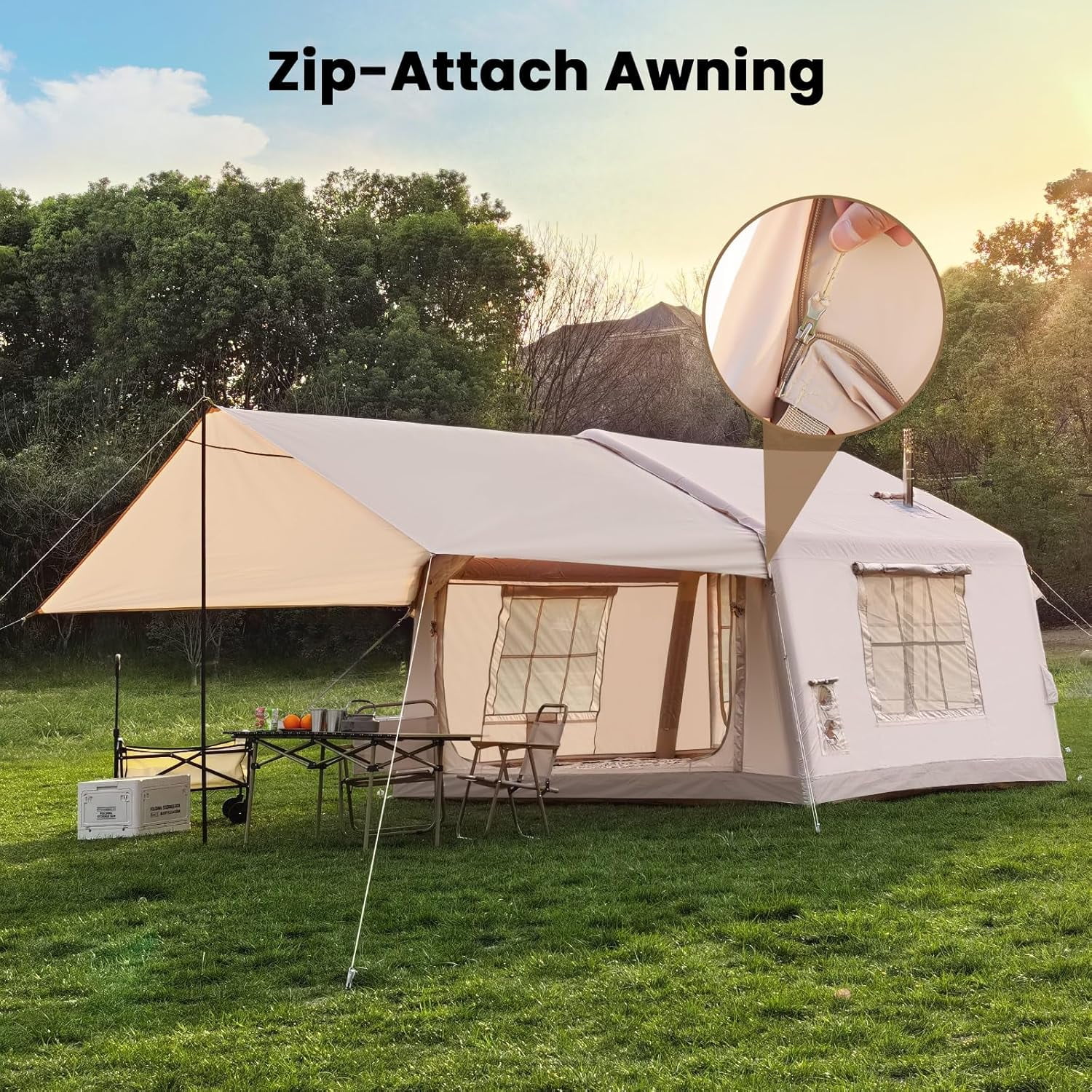 SLSY 4-6 Person Inflatable Tents for Camping, Blow Up Tent with Canopy,Easy Setup InflatableTent 4 Season Tent,Waterproof Oxford Air Glamping Tents for Camping Adult
