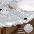 thumbnail image 3 of Cute Snowman Round Tablecloth, Fitted Table Cover with Elastic for 55"-60" Round Tables, Christmas Snowflake Xmas Winter Snowball Table Cloth Outdoor Indoor Dinning Party Waterproof Tablecloths, 3 of 7