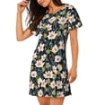 thumbnail image 2 of Xecao Flowers for Women's Loose Nightgown Sleepwear Short Sleeves Shirt Casual Print Sleepdress, 2 of 6
