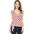thumbnail image 3 of Top Sin Mangas Con Cuello En V Allegra K Para Mujer Blanco Rojo XS, 3 of 6