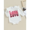 thumbnail image 3 of Bagilaanoe Newborn Baby Girl Valentines Day Romper Sweatshirt Long Sleeve Bodysuits Letter Print Pullover 3M 6M 9M 12M 18M Infant Casual Tee Tops, 3 of 8