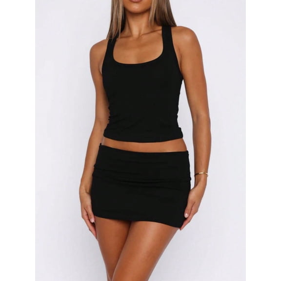 Women Y2k Mini Skirt Summer Bodycon Micro Skirts Casual Fold over Low Rise Skirt Clubwear Streetwear