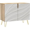 thumbnail image 3 of PixonSign Sideboard Buffet Cabinet, Kitchen Storage Cabinet with 2 Doors, Gray & White Paint Stroke, Cupboard Console Table for Dining Room - 35" L x 18" W x 29" H, 3 of 5