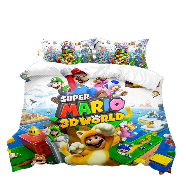 Sonic And Mario Duvet Cover Suit, Microfiber Quality Duvet Cover And Pillowcase, 3 Piece Set-Week