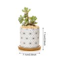 thumbnail image 2 of Plant Pot Cylindrical Flowerpot 7.5x7.6cm Geometric Pattern Simple Black White Nordic Style Home Decor Ceramic Vase, 2 of 2