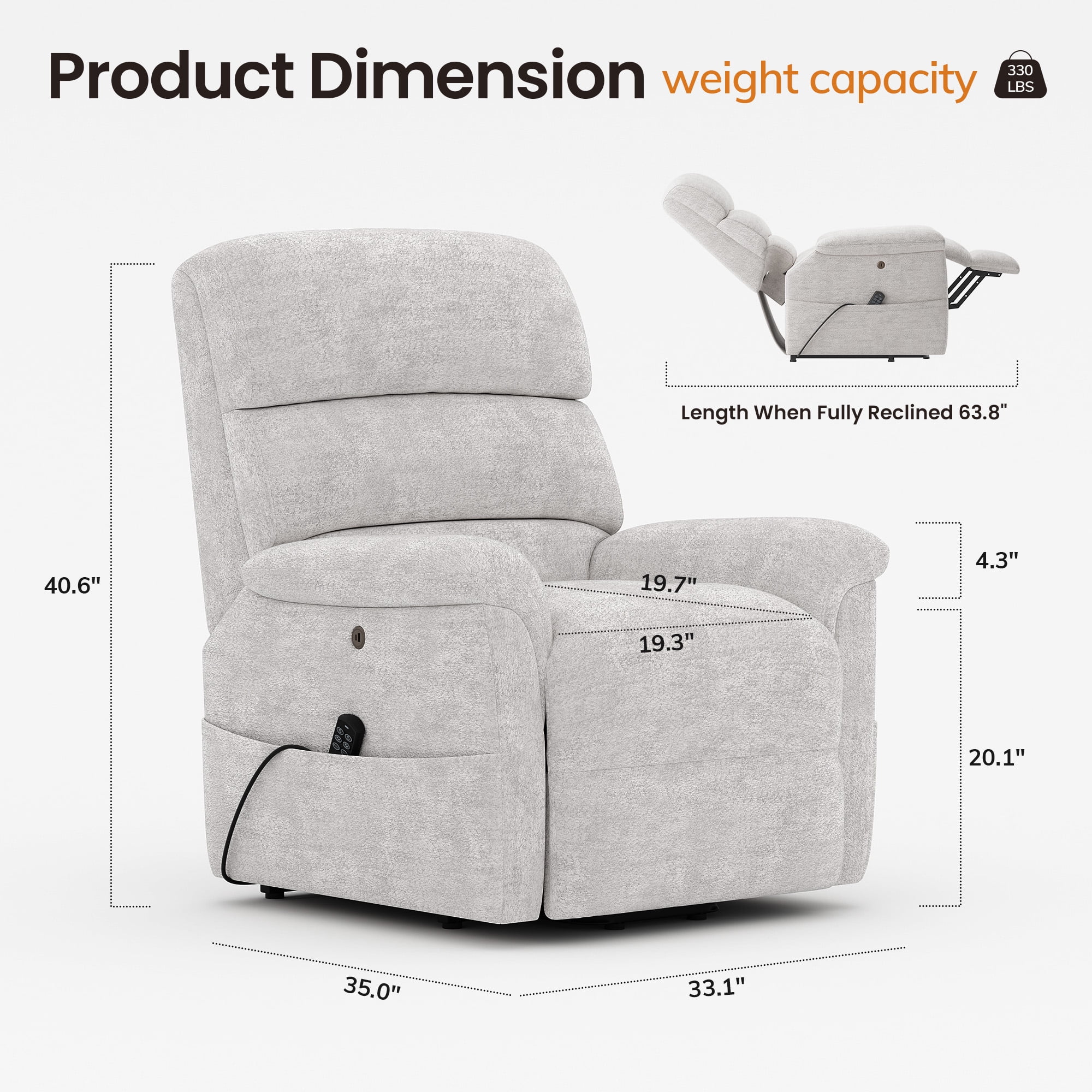 COLAMY Power Lift Recliner Chair for Elderly, Electric Massage and Heat Sofa with Lift Assistance, 20W USB and Type-C Fast Charging, Beige