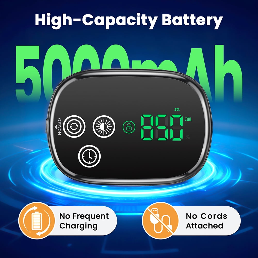 Wearable Heating Pad for Back, 660nm 850nm LED Energy Beads, Cordless Belly Heating Pad, Waist Belt Wrap with Heat 4 Levels, 3 Intensity Modes, 5000mAh Battery for Period Cramps