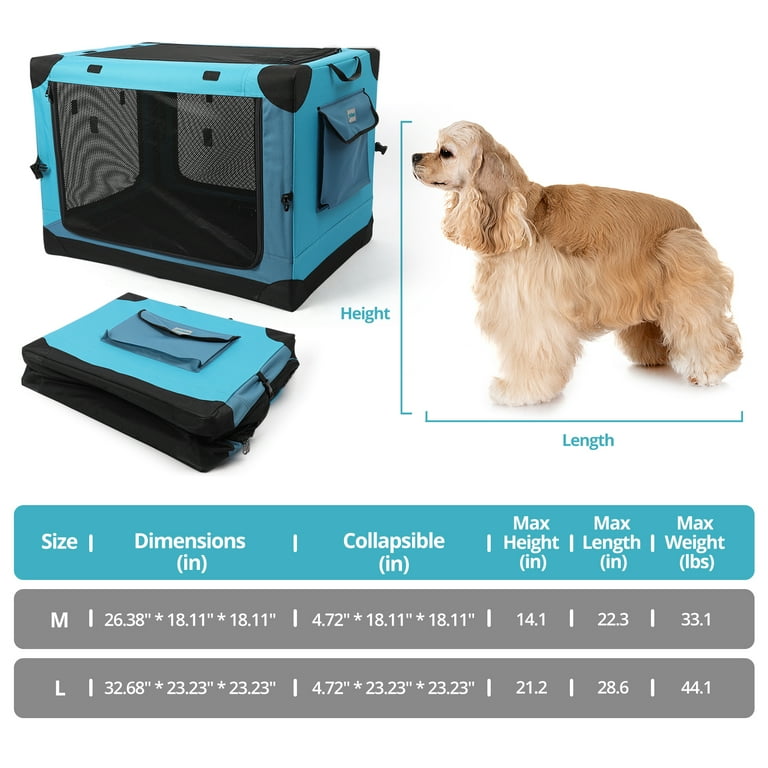 Yoken Blue Folding Dog Crate,4-Door Collapsible Soft-Sided Dog Travel Crate  Kennel - Walmart.com