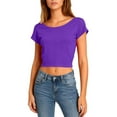 thumbnail image 5 of Ounisa Women's Basic Short Sleeve Scoop Neck Crop Top Backless Shirt, 5 of 7