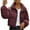 Red, variant on DAFPZW Women’s Winter Cropped Puffer Jackets Casual Quilted Baggy Long Sleeve Zip Down Coats Outerwear