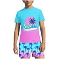 thumbnail image 2 of ZOYOEN Boys Rash Guard Swimsuits 2 Piece- Quick Dry Short Sleeve Kids Swim Trunks Swimwear Set Multicolor Size 7-8Years, 2 of 9
