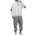thumbnail image 2 of Zylanna Men's Casual Outfit Sets, Elastic Waist Turndown Collar 2 Piece Long Sleeve Pullover + Pants Sets for Men Gray, 2 of 5