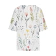 thumbnail image 5 of BangWanChi 3/4 Length Sleeve Womens Tops Plus Size Women's Ladies Fashion Casual Cropped 3/4 Sleeve Printing Cotton Loose Shirt Blouse Top, 5 of 5